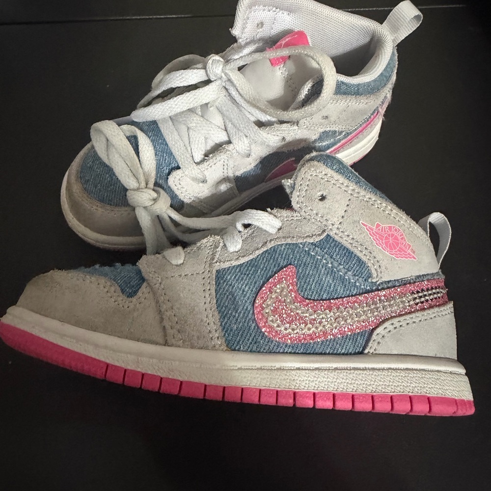 Nike Kids Sneakers with Pink and Blue Accents